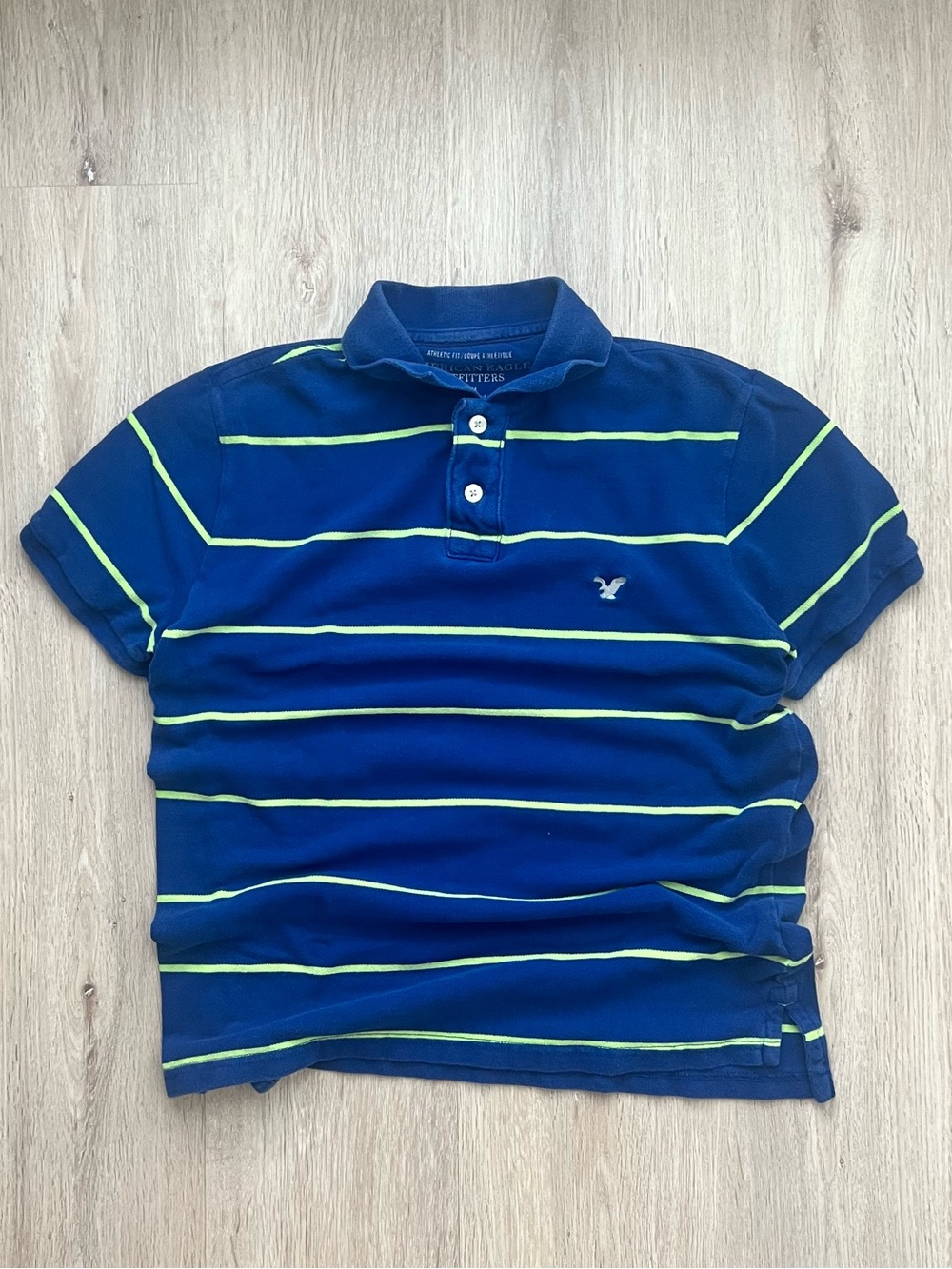 Vintage Y2K American Eagle Polo Shirt Mens Medium Blue Preppy Surf Grunge 2000s